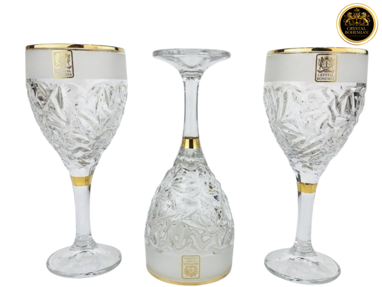 طقم كاسات نيكوليت رمل ذهبي كريستال بوهيمي 6 قطع