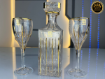 طقم شربات بوهيمي ذهبي بخطوط لتقديم العصائر