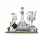 طقم شربات أسترال قارورة كريستال بوهيمي فضي (7 قطع) – CB001074
