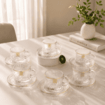 ⁦طقم شاي وقهوة بالطبق كريستال 12 قطعة – CB001231⁩ - الصورة ⁦2⁩