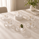 ⁦طقم شاي وقهوة بالطبق كريستال 12 قطعة – CB001233⁩ - الصورة ⁦2⁩