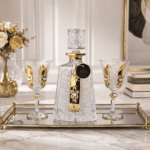 ⁦طقم شربات كريستال بوهيمي تشيكي ذهبي 7 قطع – CB005004⁩ - الصورة ⁦2⁩