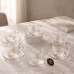 ⁦طقم شاي وقهوة بالطبق كريستال 12 قطعة – CB001232⁩ - الصورة ⁦2⁩