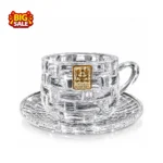 ⁦طقم مج بالطبق كريستال ساده 12 قطعة CB001250⁩ - الصورة ⁦2⁩