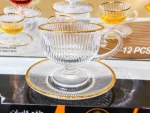 طقم شاي وقهوة 12 قطعة كريستال كود 7302